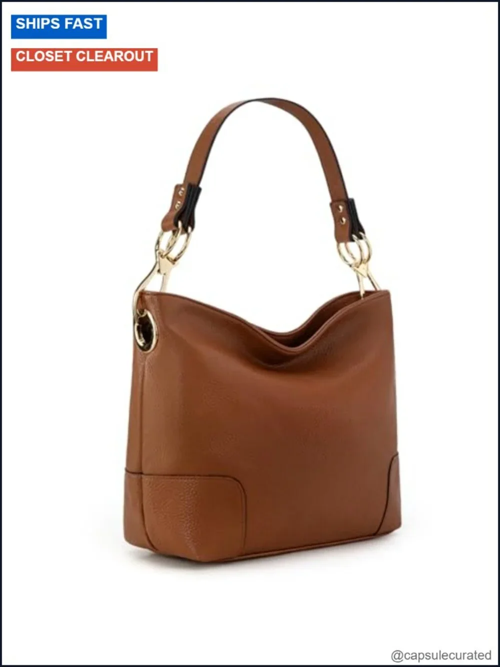 Faux Leather Hobo Bag - Roomy Shoulder Purse - Top Handle Satchel - Bucket